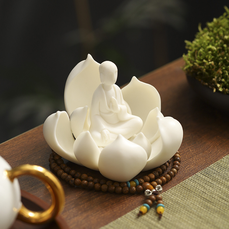 创意陶瓷无相佛摆件禅意佛系工艺品客厅玄关小和尚家居人物小摆件