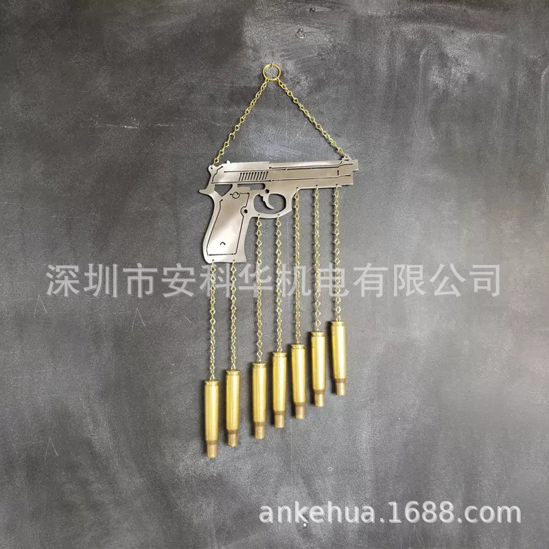 跨境独立站新款金属艺术室内户外独立日子弹风铃壁挂装饰工艺品