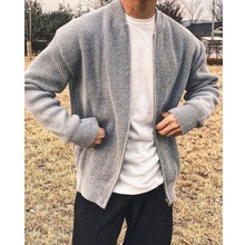 韩国秋冬新款纯色针织开衫外套男士百搭休闲纯色简约毛衣针织衫潮