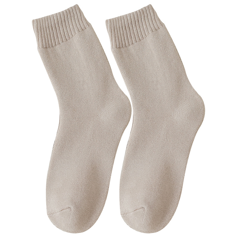 Autumn and Winter Thick Socks Pure Cotton Warm with Velvet Thick Mid-Calf Length Socks Home Sleep Floor Socks Deodorant and Sweat-Absorbing Maternity Socks