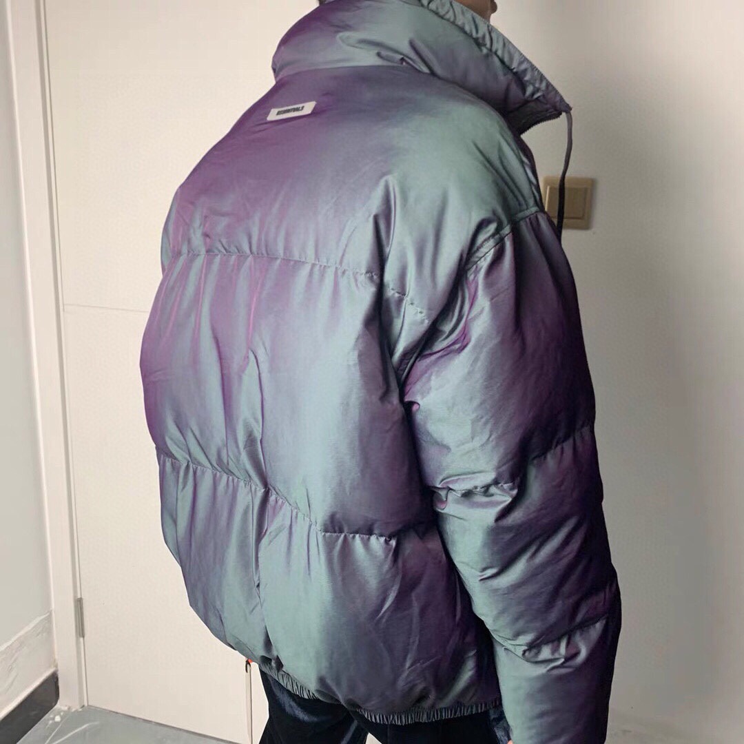 代发fog高街复线镭射反光炫彩立领ins超火加厚棉服棉衣外套男女