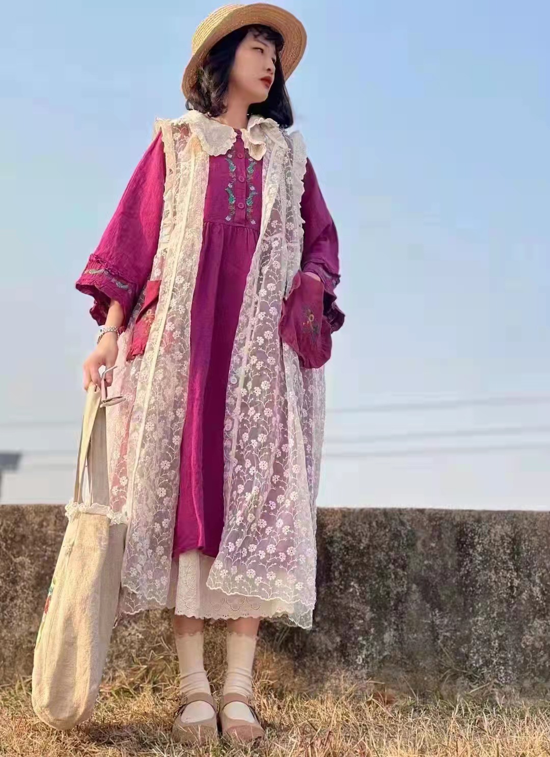 2022熊姑娘春季新款马甲外穿宽松无袖小清新甜美森系休闲学院风