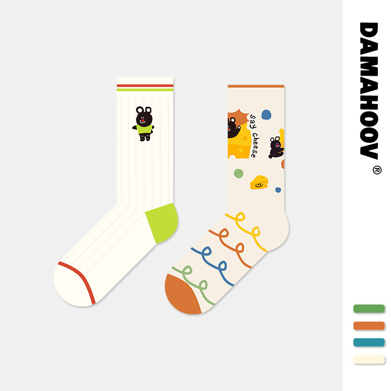 新款袜子女白色卡通可爱个性女士袜子夏天居家休闲防滑地板袜批发