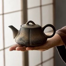 粗陶鎏金秞茶壶貔貅壶仿古壶家用办公单壶普洱泡茶壶复古功夫茶具