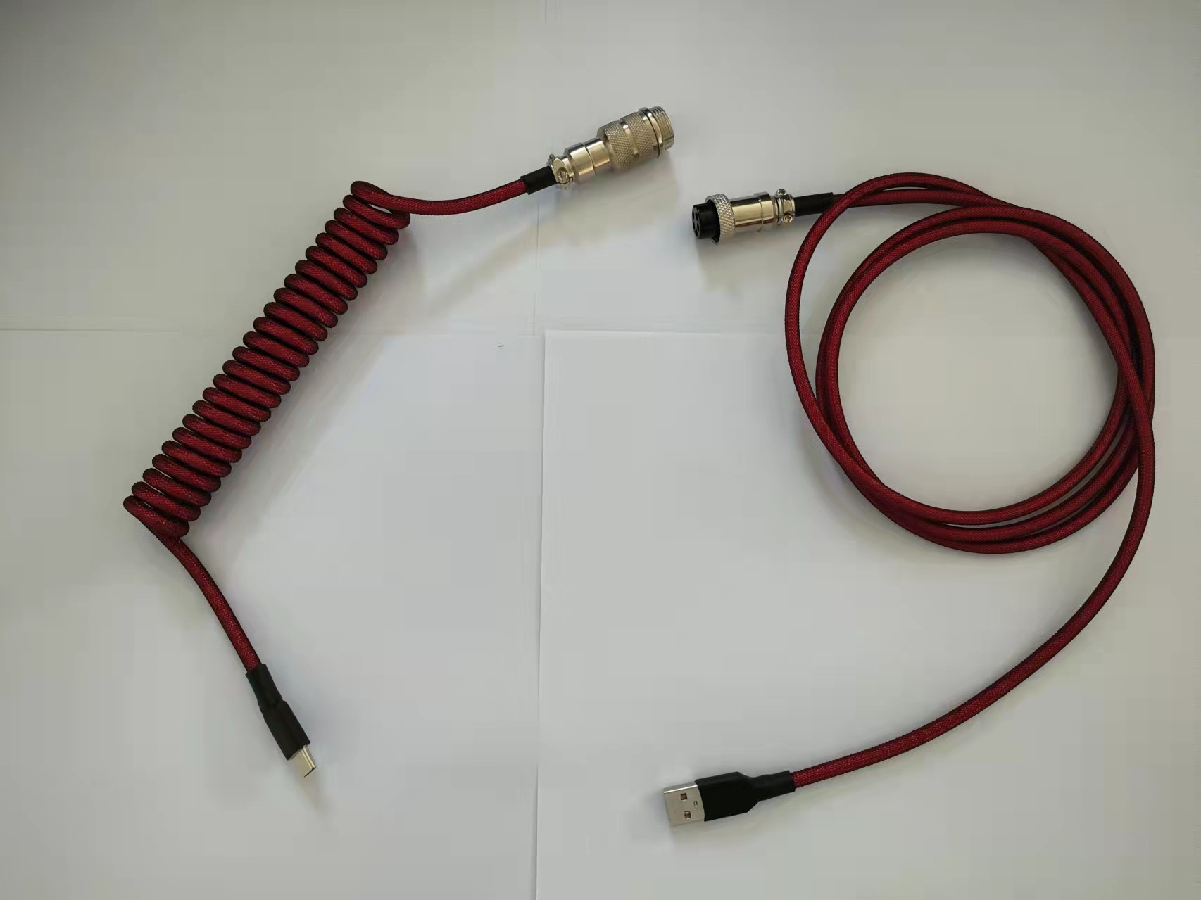 黑红航插线 键盘线弹簧线航插线机械键盘线游戏线usb线电源延长线