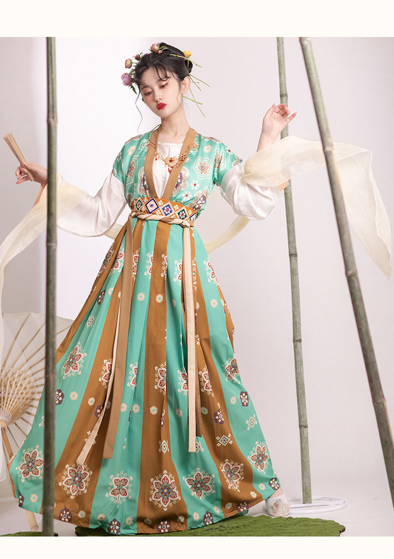 成人汉服女2021夏季唐制褙子半袖齐腰襦裙中国风汉服春夏日常可穿