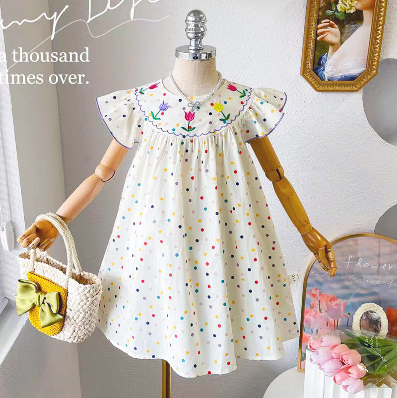 child girl baby summer clothing dress cute super cute western style polka dot princess dress summer pure cotton dress clothes