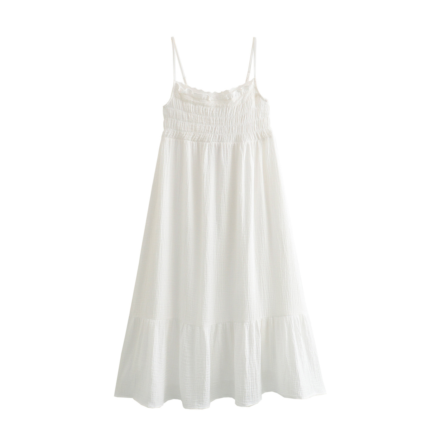 2024春季外贸批发女装白色薄纱迷笛吊带连衣裙-阿里巴巴