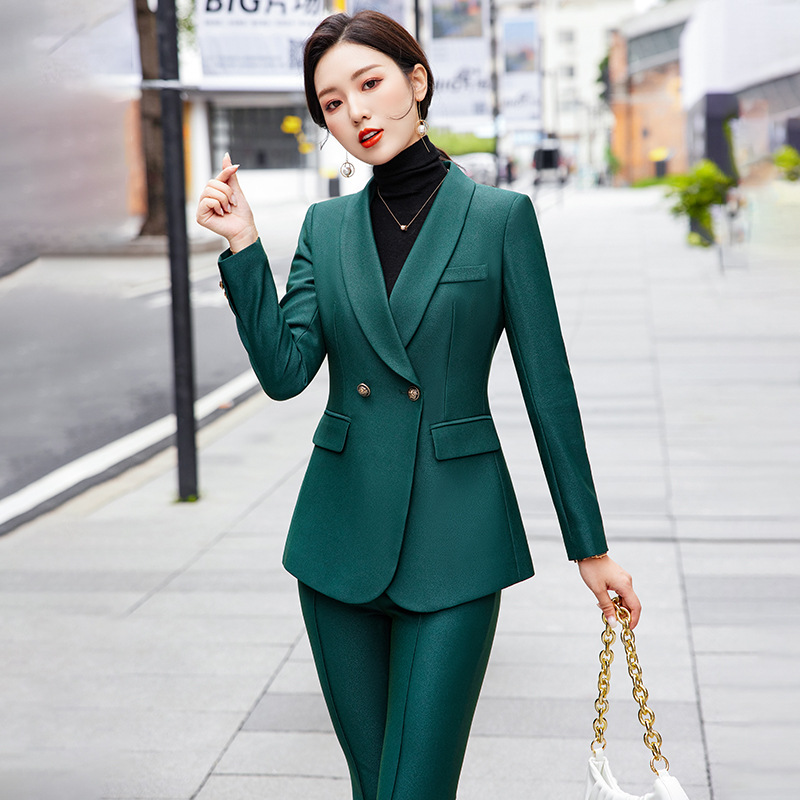 长袖小西服套装职业套装通勤开会出差会客业务经理老板工作服单扣