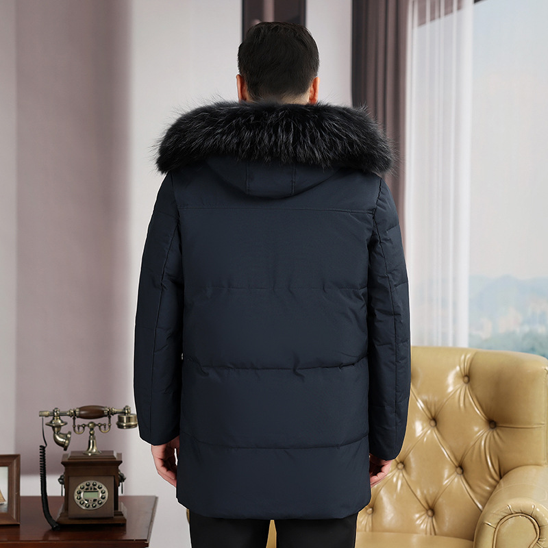 Down Jacket Men's Mid-Length Winter Middle-Aged Men's Clothing Thickened Coat Dad Winter Clothes Men's Warm Hooded down Jacket