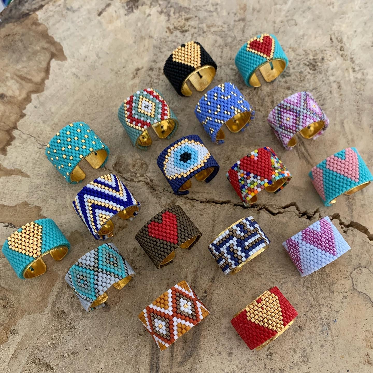 新款上市桃心miyuki古董米珠纯手工编织不锈钢戒指波西米亚-阿里巴巴