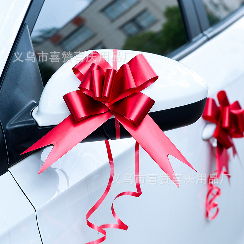 Car Handle Wedding Car Pull Flower Matte Wine Red Large Bow Packaging Team Rearview Mirror Car Flower