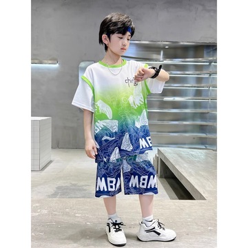 儿童装男童夏装套装2024新款夏季中大童篮球服背心男孩运动服速干