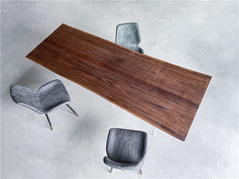 北美黑胡桃木实木大板自然边原木整板实木大板桌茶桌茶台办公桌