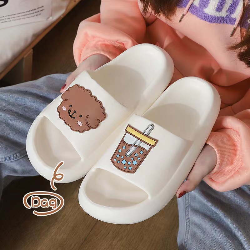 Tik Tok New Slippers Women's Summer Cute Cartoon Indoor and Outdoor Slippers Men's Fashionable Non-Slip Thick-Soled Sandals