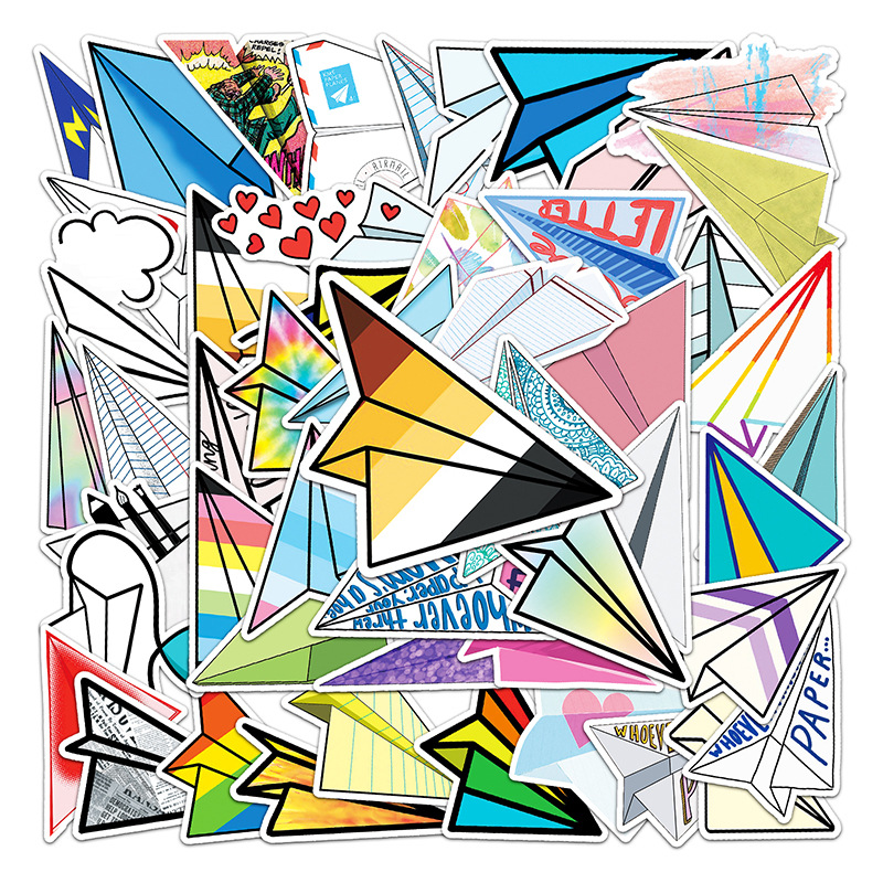 50张纸飞机创意防水涂鸦贴纸 行李箱滑板车电脑平板卡通装饰贴纸