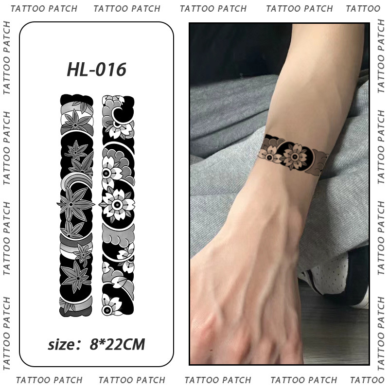 跨境枫叶飘絮老传统臂环饰品纹身贴男果汁防水持久不反光贴纸网红