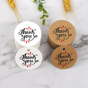 牛皮纸吊牌批发跨境新品烘焙礼品挂牌包装圆吊卡thankyou感谢卡片