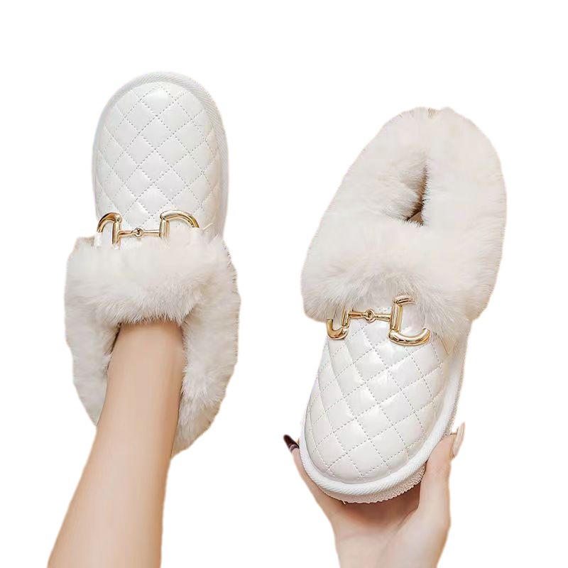 New Women's Snow Boots Winter Casual Shoes Fleece-Lined Cotton Boots Low Tube Slip-on Lazy Doug Shoes One Piece Dropshipping