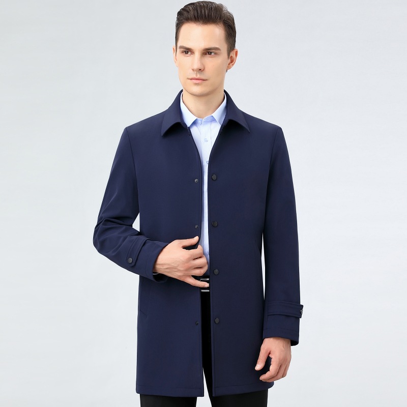 品牌 春秋领导干部风衣外套中年男士中长款大衣公务员夹克爸爸装