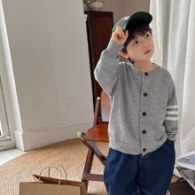 23秋季新韩版男童洋气百搭针织开衫宝宝薄款毛衣儿童外套上衣