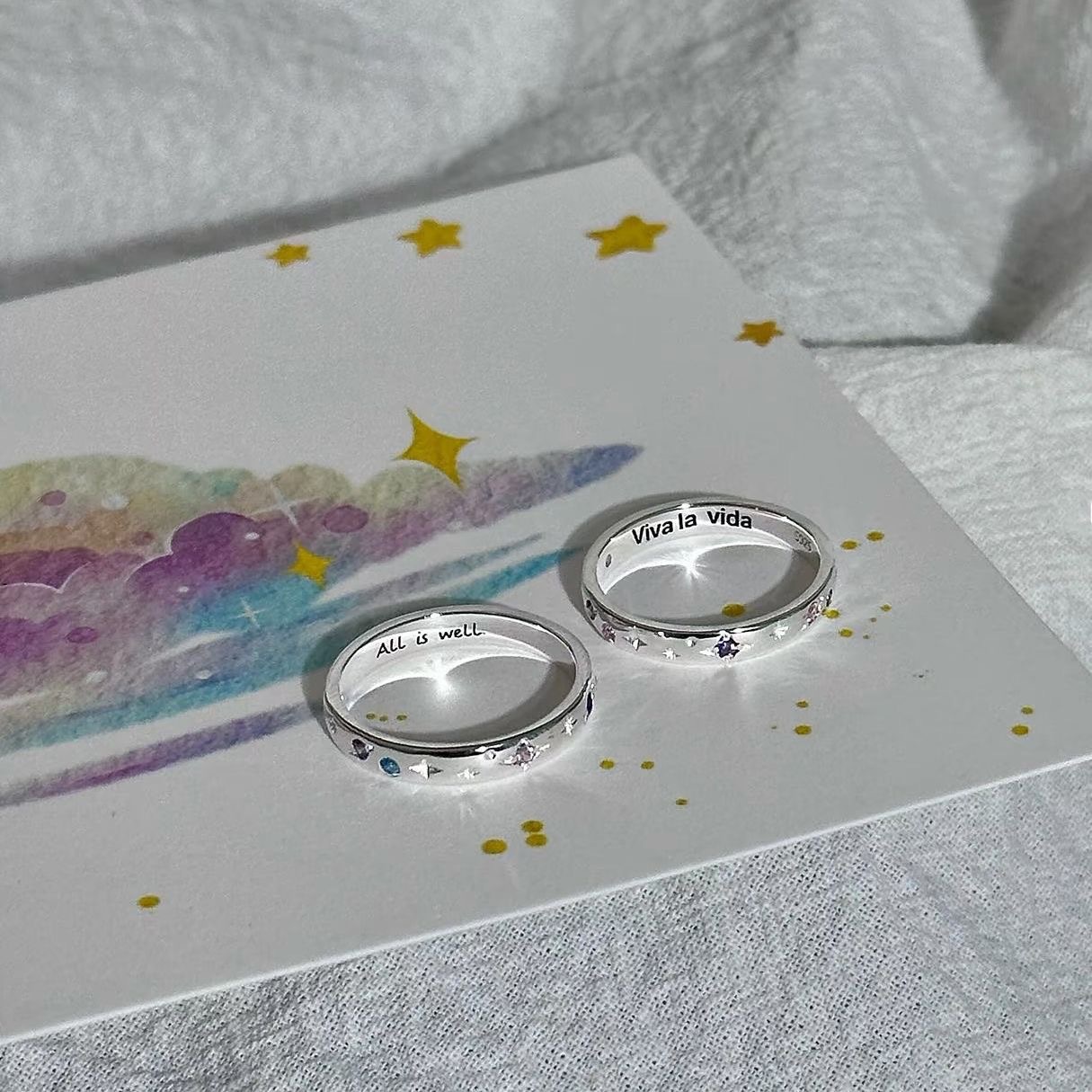 vivalavida!生命万岁星芒情侣对戒男女戒指仪式感礼物双戒