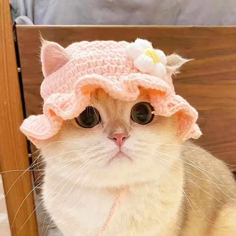 Cross-Border Amazon Handmade Wool Woven Pet Headgear Dog Small Dog Funny Cute Crossdressing Cat Hat