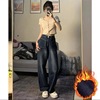 Large Plush Jeans A small minority Sense of design Autumn and winter Paige Show thin Straight Broad leg trousers ins tide