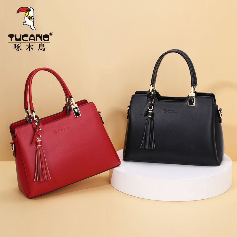 啄木鸟女包真皮妈妈包秋冬新款高级感中年单肩女士包包斜挎手提包