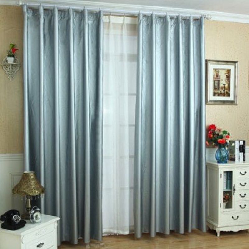 单色绒布窗帘