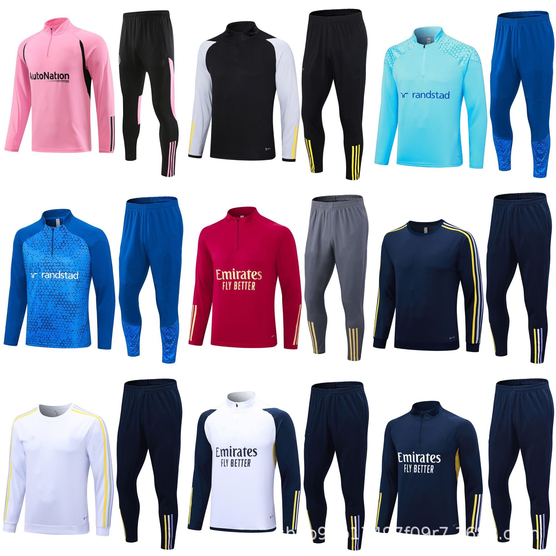 2324新款秋冬足球训练服长袖套装成人儿比赛运动服团队半拉链队服