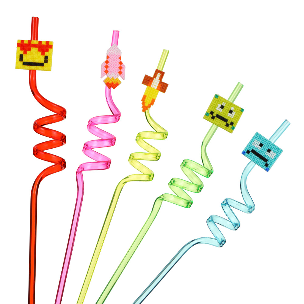卡通我的世界像素吸管 儿童健康塑料吸管玩具 pvc酒吧派对吸管