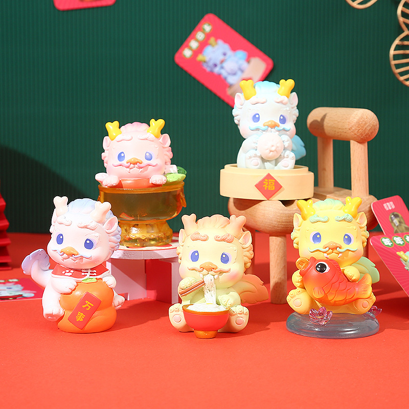 2024十二生肖龙年潮玩车载摆件盲盒本命年吉祥物年会送礼国潮瑞兽