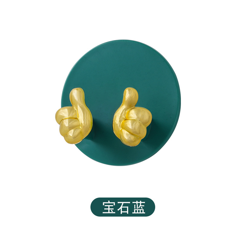 Cartoon Creative Gold Finger Plug Hook Punch-Free Strong Adhesive Hook Kitchen Wall Hanging Storage Power Cord