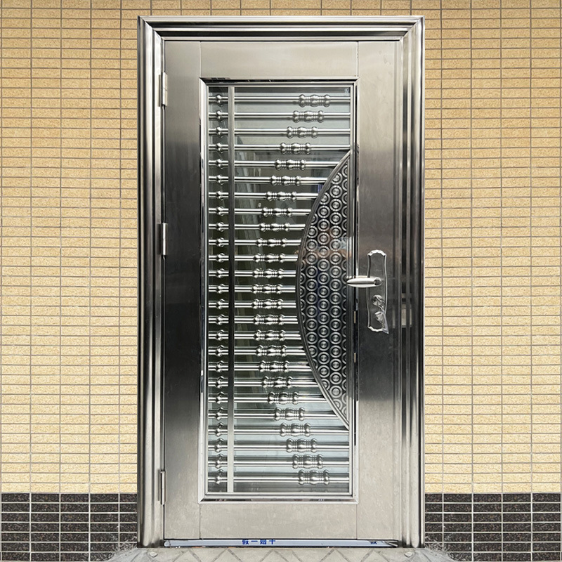 定制不锈钢门单开门农村自建房别墅庭院入户门玻璃大门进户防盗门
