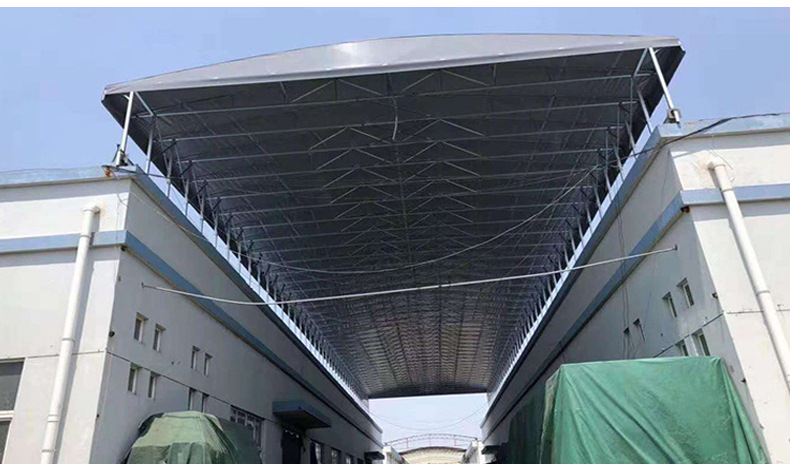 安装电动伸缩雨棚 厂房屋顶电动轨道活动篷 户外仓库电动推拉蓬