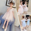 Girls dress 2021 summer new pattern Korean Edition children Sweet Western style bow Sequins Jacobs Princess Dress