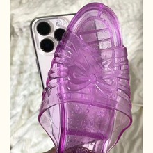 紫色水晶鞋拖鞋适用苹果15手机壳14凉鞋13大脚12离谱11搞怪iphone
