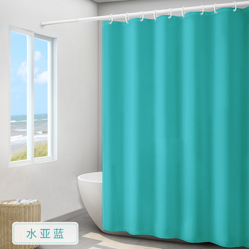 Waterproof and Mildew-Proof Thick Plain Shower Curtain Polyester Waterproof Shower Curtain Bathroom Waterproof Curtain Hotel Solid Color Partition Curtain