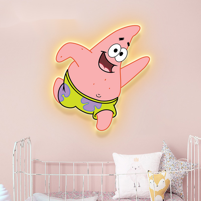 卡通动漫奔跑派大星灯光画儿童卧室床头发光壁画客厅装饰画墙壁饰