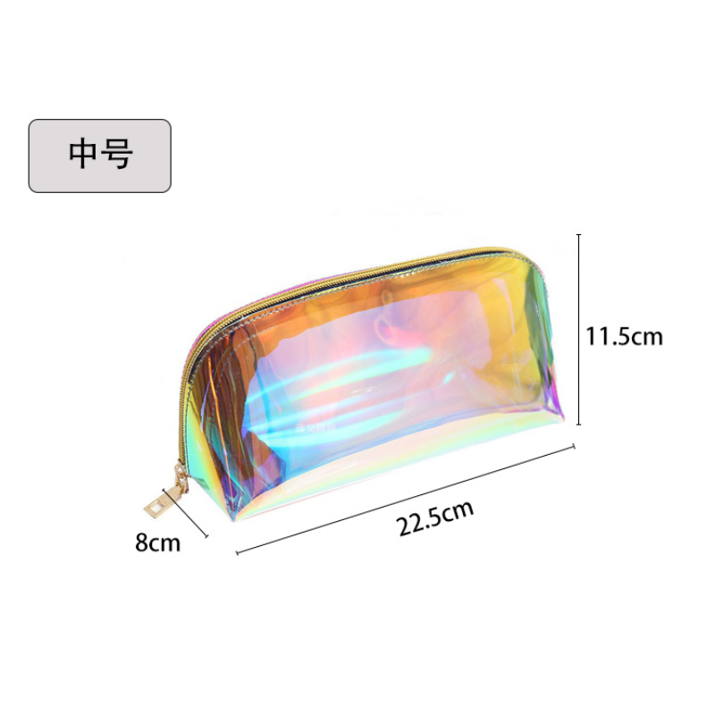 New Tpu Cosmetic Bag Laser Storage Bag Cosmetics Transparent Bag Portable Magic Color Travel Toiletry Bag Cross-Border