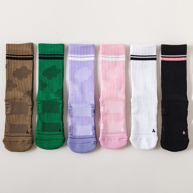袜子女运动专业跑步袜秋季健身毛巾底长筒袜女款羽毛球篮球袜长袜