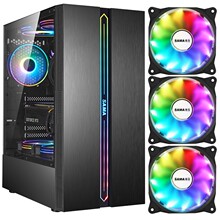 适用ATX 先马SAMA 剑魔 电竞版 钢化玻璃侧透 宽大背线 炫彩RGB