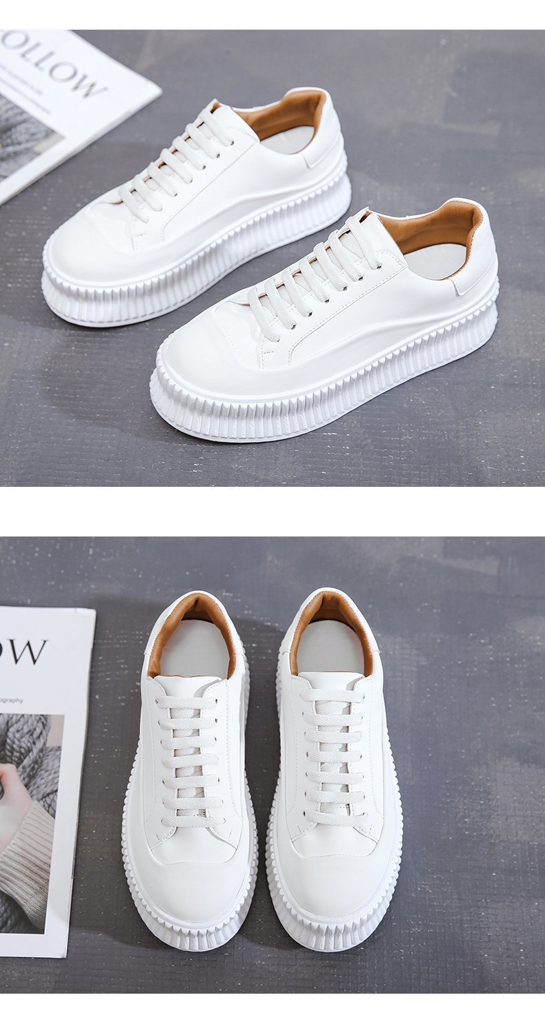 2021春季新款饼干鞋jilsander厚底鞋女绑带休闲高帮松糕小白鞋女