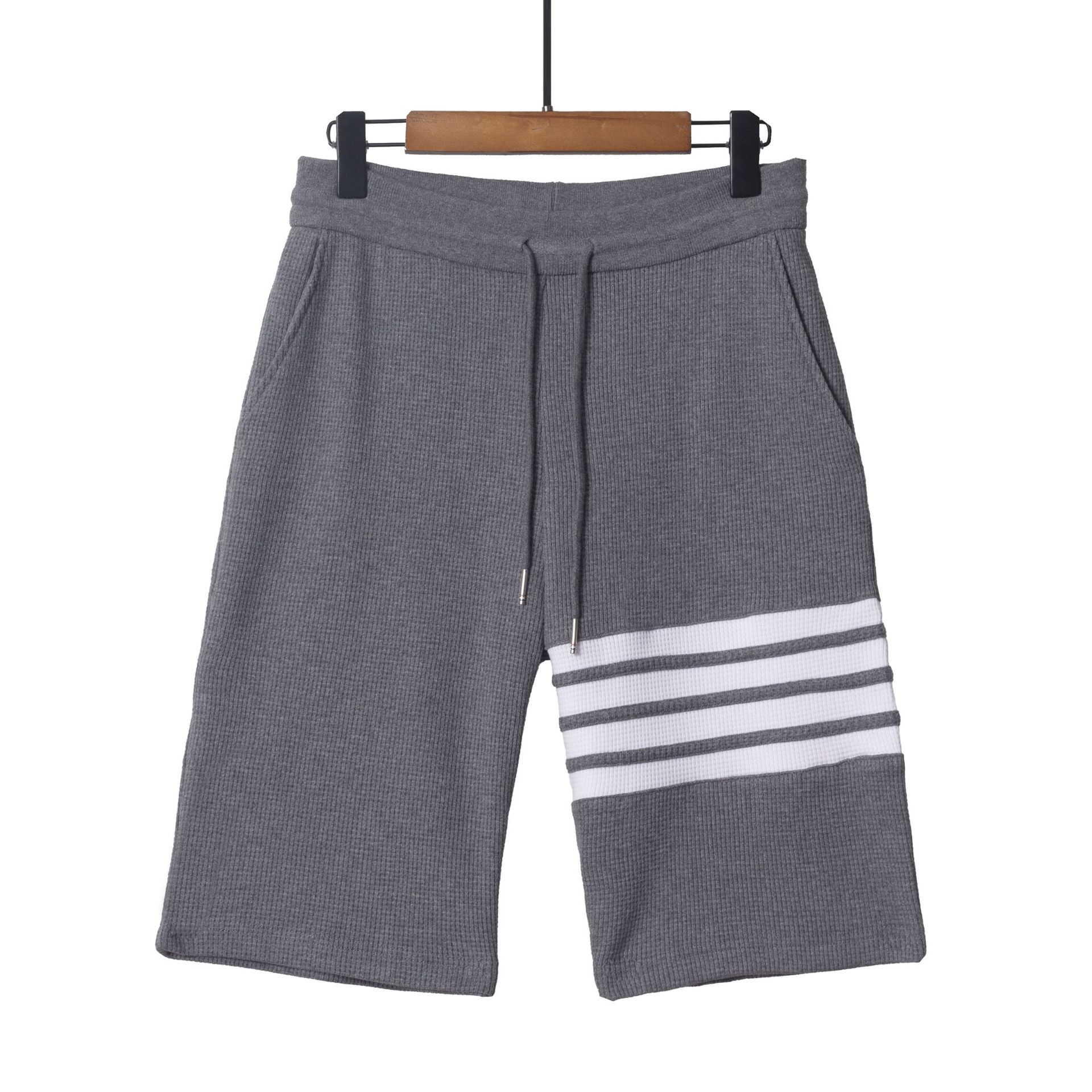 tb华夫格短裤男女同款夏季青少年纯棉有腰带中腰沙滩男士休闲裤子