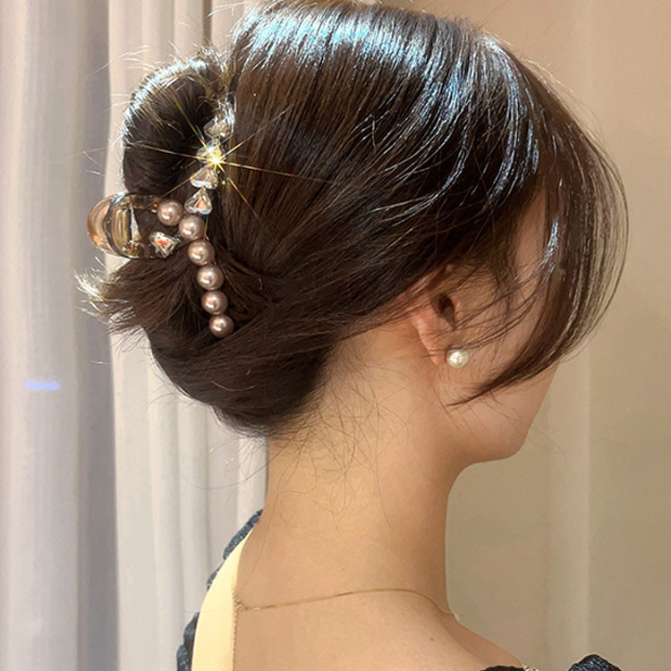 2024 New High-Grade Barrettes Back Head Updo Large Grip Female Rhinestone Graceful Online Influencer Clip Hair Accessories