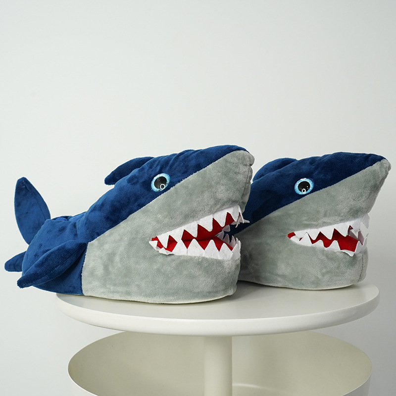 Cross-Border Shark Doll Cute Shark All-Inclusive Soft Bottom Shark Thermal Home Shoes in Stock Plush Toy