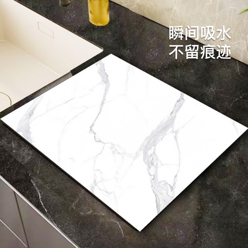 Household Light Luxury Washstand Absorbent Mat Restaurant Kitchen Bathroom Faucet Technology Leather Desktop Non-Slip Draining Mat