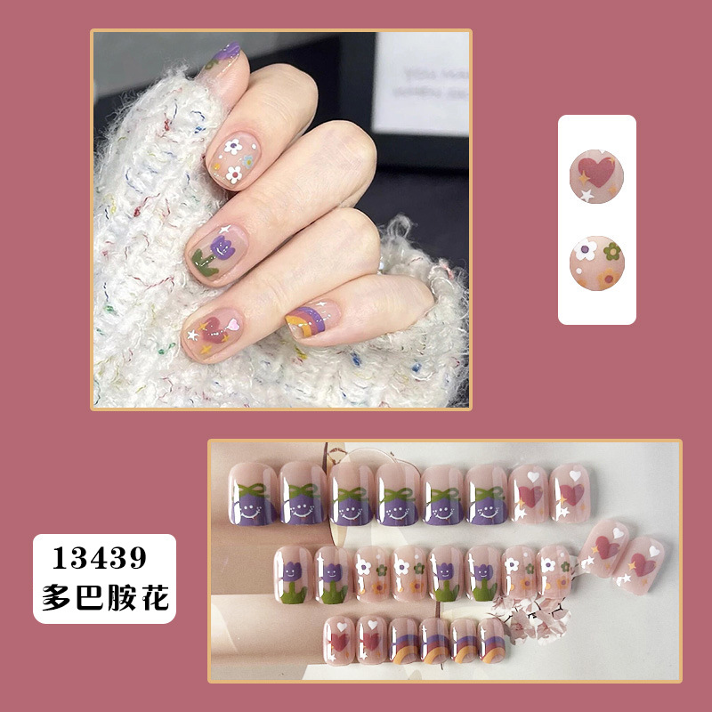 Autumn and Winter Wear Nail Jelly Glue Manicure High Sense Partysu Temperamental White Detachable Finished Product Internet Celebrity Nail Sticker