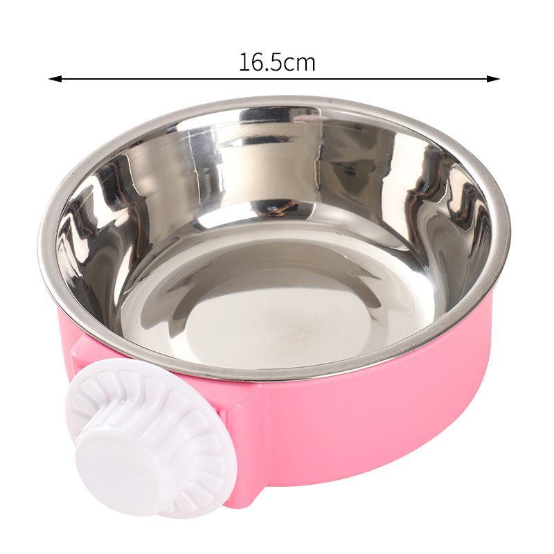 Pet Candy Color Stainless Steel Dog Bowl Hanging Cat Food Drinking Bowl Hanging Cage Pet Tableware Dog Cat Bowl